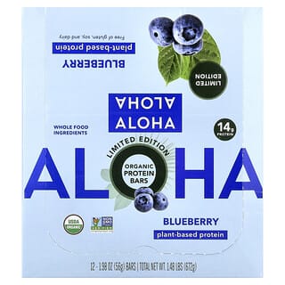 Aloha, Organic Protein Bars, Blueberry, 12 Bars, 1.98 oz (56 g) Each