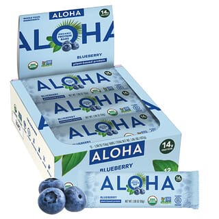 Aloha, Organic Protein Bars, Blueberry, 12 Bars, 1.98 oz (56 g) Each