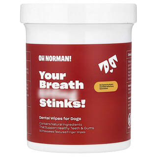 Oh Norman, Your Breath Stinks! Dental Wipes For Dogs, 50 Wipes