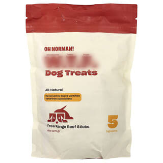 Oh Norman, Dog Treats, Free Range Beef Sticks, 6 oz (170 g)
