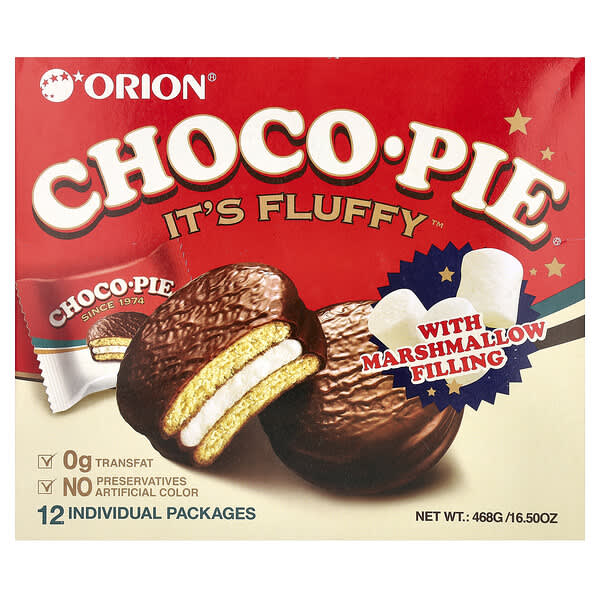 Orion, Choco Pie® with Marshmallow Filling, 12 Individual Packages, 16.5 oz (468 g)