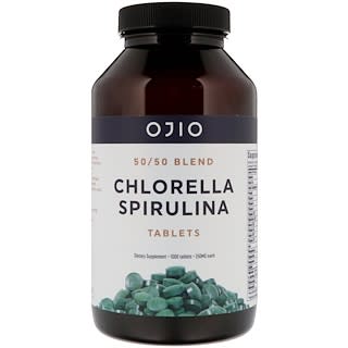 Ojio, Comprimidos de Chlorella Espirulina, Mistura 50/50, 250 mg, 1000 Comprimidos