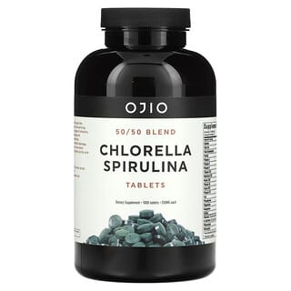 Ojio, Comprimés de chlorelle et de spiruline, Mélange 50/50, 250 mg, 1000 comprimés