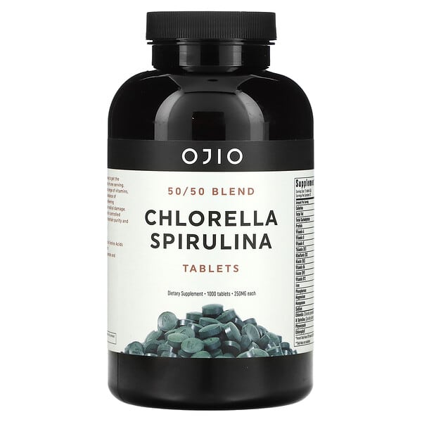 Ojio, Chlorella Spirulina, 50/50 Blend, 250 mg, 1,000 Tablets