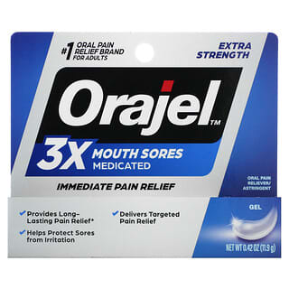Orajel, 3X Medicated For Mouth Sores Gel, Extra Strength, 0.42 oz (11.9 g)