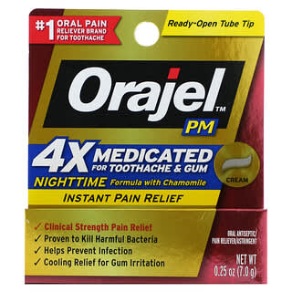 Orajel, PM 4X Crema medicinal para el dolor de muelas y las encías, 7 g (0,25 oz)