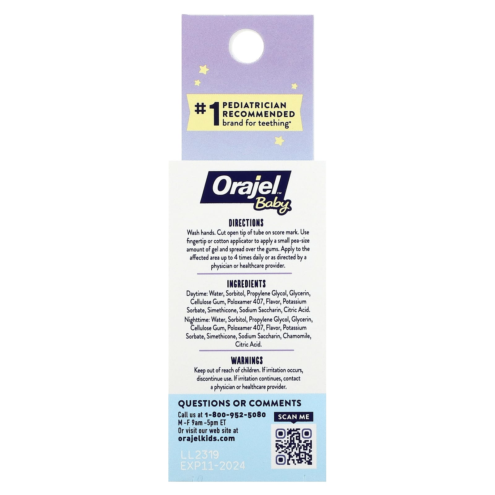 Orajel, Baby Daytime + Nighttime Cooling Gels for Teething, 0+ Years, 2
