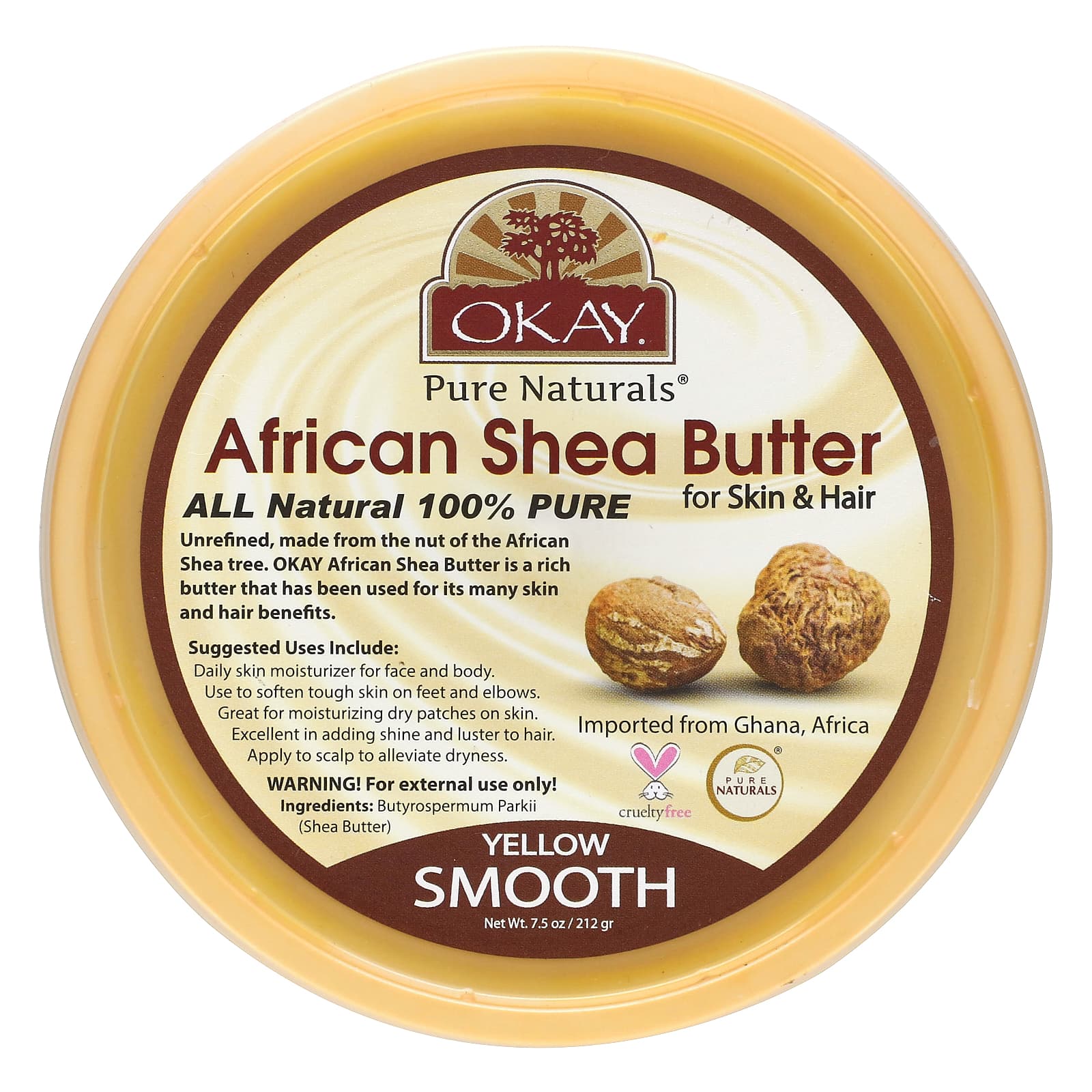Okay Pure Naturals, African Shea Body Butter, For Skin & Hair, 7.5 oz