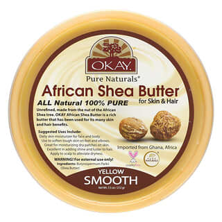 Okay Pure Naturals, African Sheabutter, Körperbutter mit Sheabutter, für Haut und Haare, 212 g (7,5 oz.)
