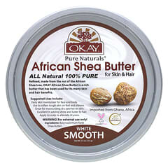 Okay Pure Naturals, Manteca de karité africana para la piel y el cabello, Suavidad blanca`` 212 g (7,5 oz)