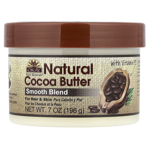 Okay Pure Naturals, 천연 코코아버터, 부드러운 혼합물, 모발 및 피부용, 198g(7oz)