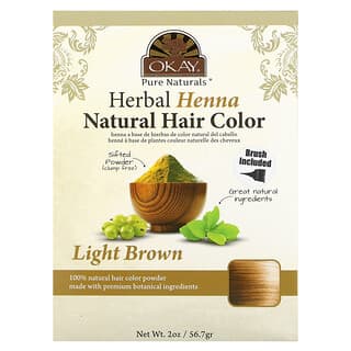 Okay Pure Naturals, Tintura para el cabello natural de henna herbaria, Marrón claro, 56,7 g (2 oz.)