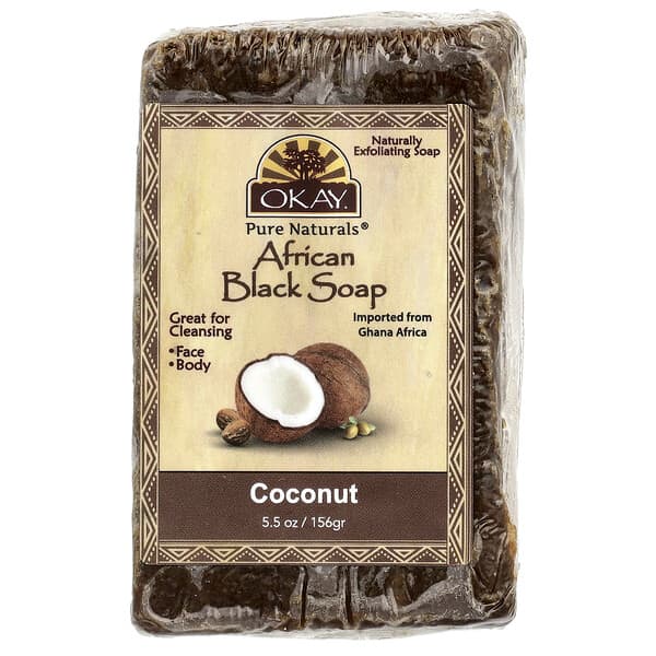Okay Pure Naturals, 아프리카 블랙 비누, 코코넛, 156g(5.5oz)