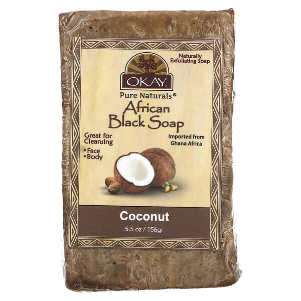 Okay Pure Naturals, African Black Bar Soap, Coconut, 5.5 oz (156 g)