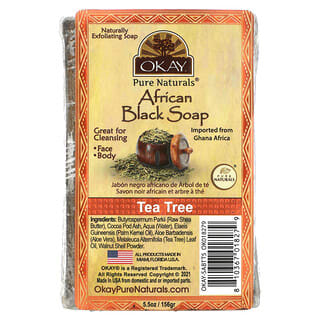 Okay Pure Naturals, Африканское черное мыло, чайное дерево, 156 г (5,5 унции)