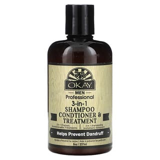 Okay Pure Naturals, Men Professional, balsamo e trattamento shampoo 3 in 1 per uomini, 237 ml