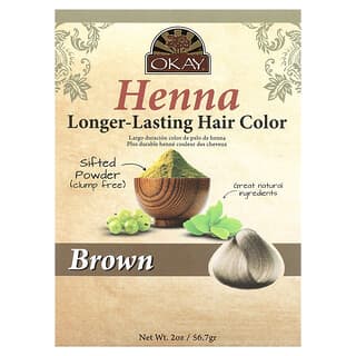 Okay Pure Naturals, Henna, Tinte para el cabello de larga duración, Castaño`` 56,7 g (2 oz)