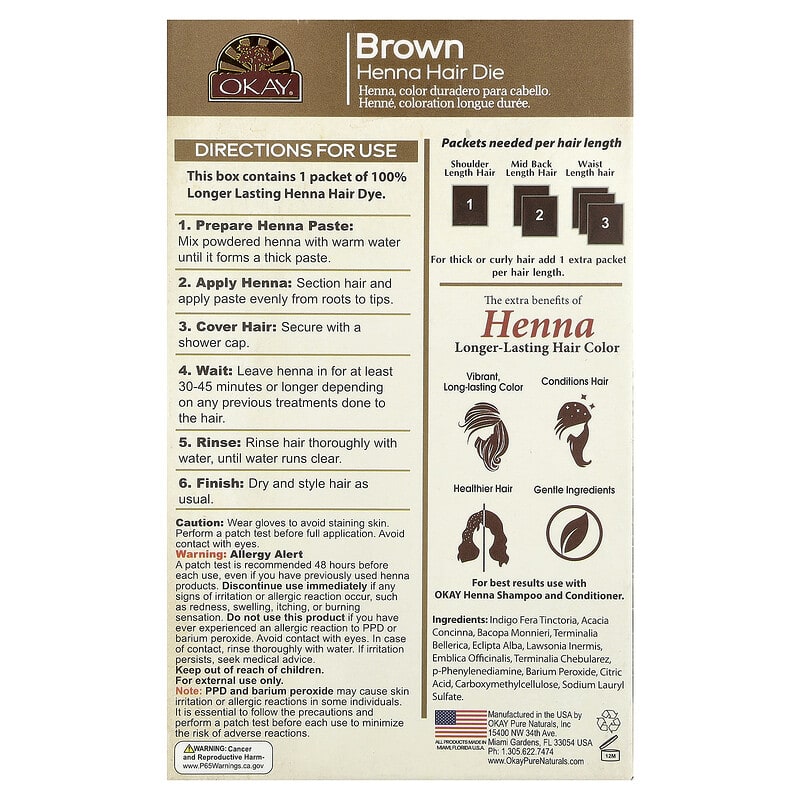 Henna, Longer-Lasting Hair Color, Brown, 2 oz (56.7 g)