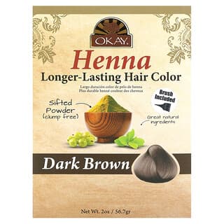 Okay Pure Naturals, Henna, langanhaltende Haarfarbe, Dunkelbraun, 56,7 g (2 oz.)
