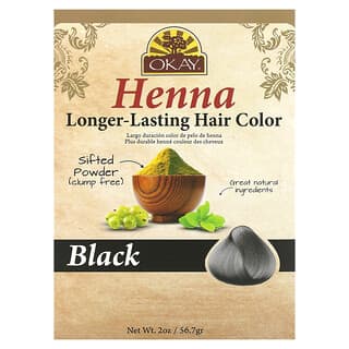 Okay Pure Naturals, Henna, Tinte para el cabello de larga duración, Negro`` 56,7 g (2 oz)