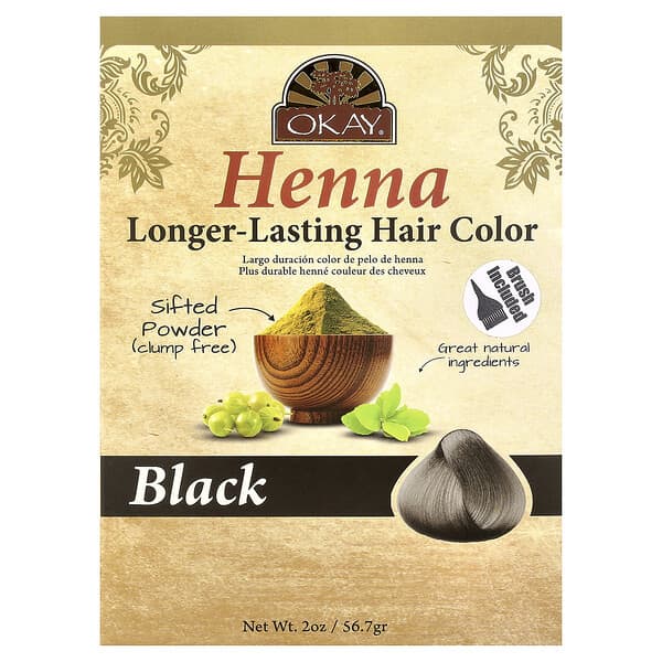 Okay Pure Naturals, Henna, 더 오래 지속되는 헤어 컬러, 검은색, 56.7g(2oz)