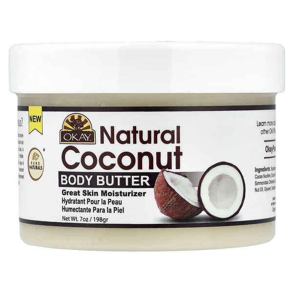 Okay Pure Naturals, 천연 코코넛, 바디 버터, 198g(7oz)