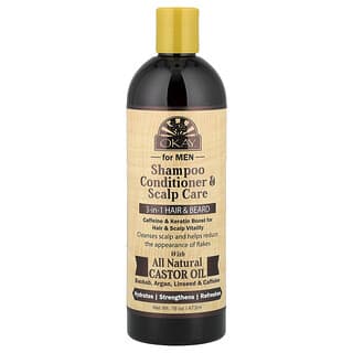 Okay Pure Naturals, För män, schampo, balsam och hårbottenvård, 3-i-1 hår och skägg, 473 ml