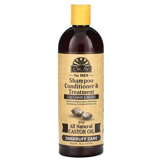 Okay Pure Naturals, Shampoo, Conditioner & Treatment, 3-in-1 Hair & Beard, For Men, 16 oz (473 ml)