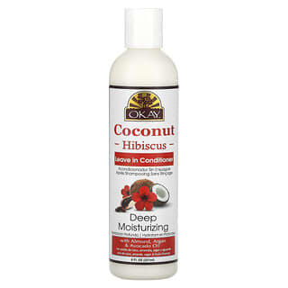 Okay Pure Naturals, Après-shampooing hydratant en profondeur sans rinçage, Noix de coco et hibiscus, 237 ml