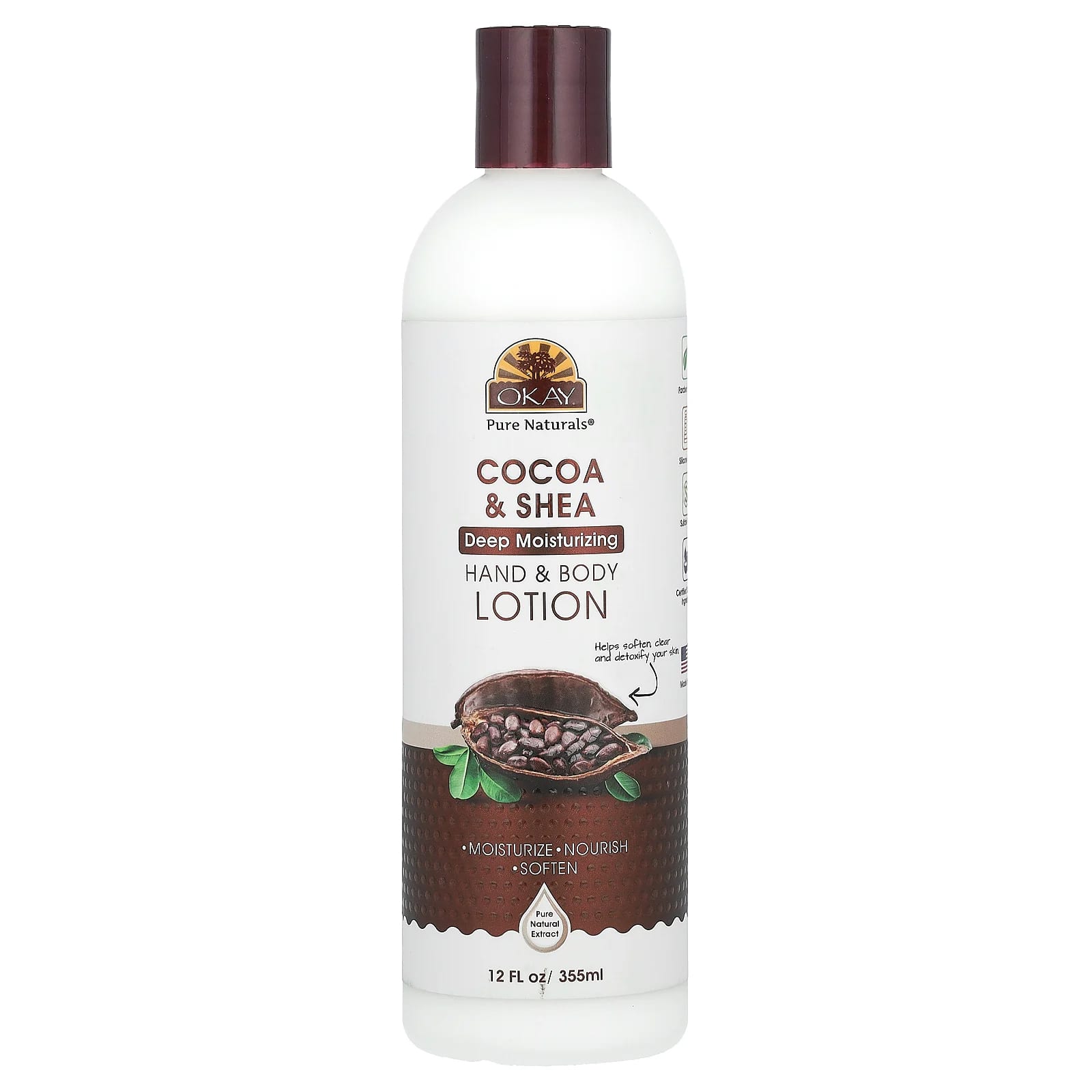 Hand \u0026 Body Lotion, Cocoa \u0026 Shea, 12 fl oz (355 ml), image size:1600x1600