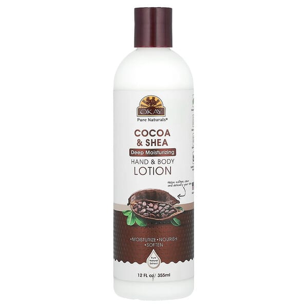 Okay Pure Naturals, 핸드 & 바디 로션, 코코아 & 시어버터, 355ml(12fl oz)