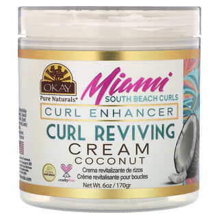 Okay Pure Naturals, Miami South Beach Curls, Potenciador de rizos, Crema revitalizante de rizos`` 170 g (6 oz)