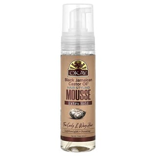 Okay Pure Naturals, Black Jamaican Castor Oil®, Mousse per acconciature, tenuta extra, per capelli ricci e mossi, 221 ml