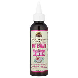 Okay Pure Naturals, Black Jamaican Castor Oil®, olio di ibisco e cocco per la crescita dei capelli infuso con biotina, 118 ml
