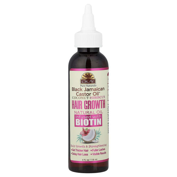 Okay Pure Naturals, Black Jamaican Castor Oil®, Coconut Hibiscus Hair Growth Natural Oil Infused Wit