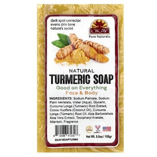 Okay Pure Naturals, Sabonete em Barra de Cúrcuma Natural, Rosto e Corpo, 155 g (5,5 oz)