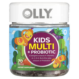 OLLY, Suplemento multivitamínico y probiótico para niños, Yum Berry Punch`` 70 gomitas