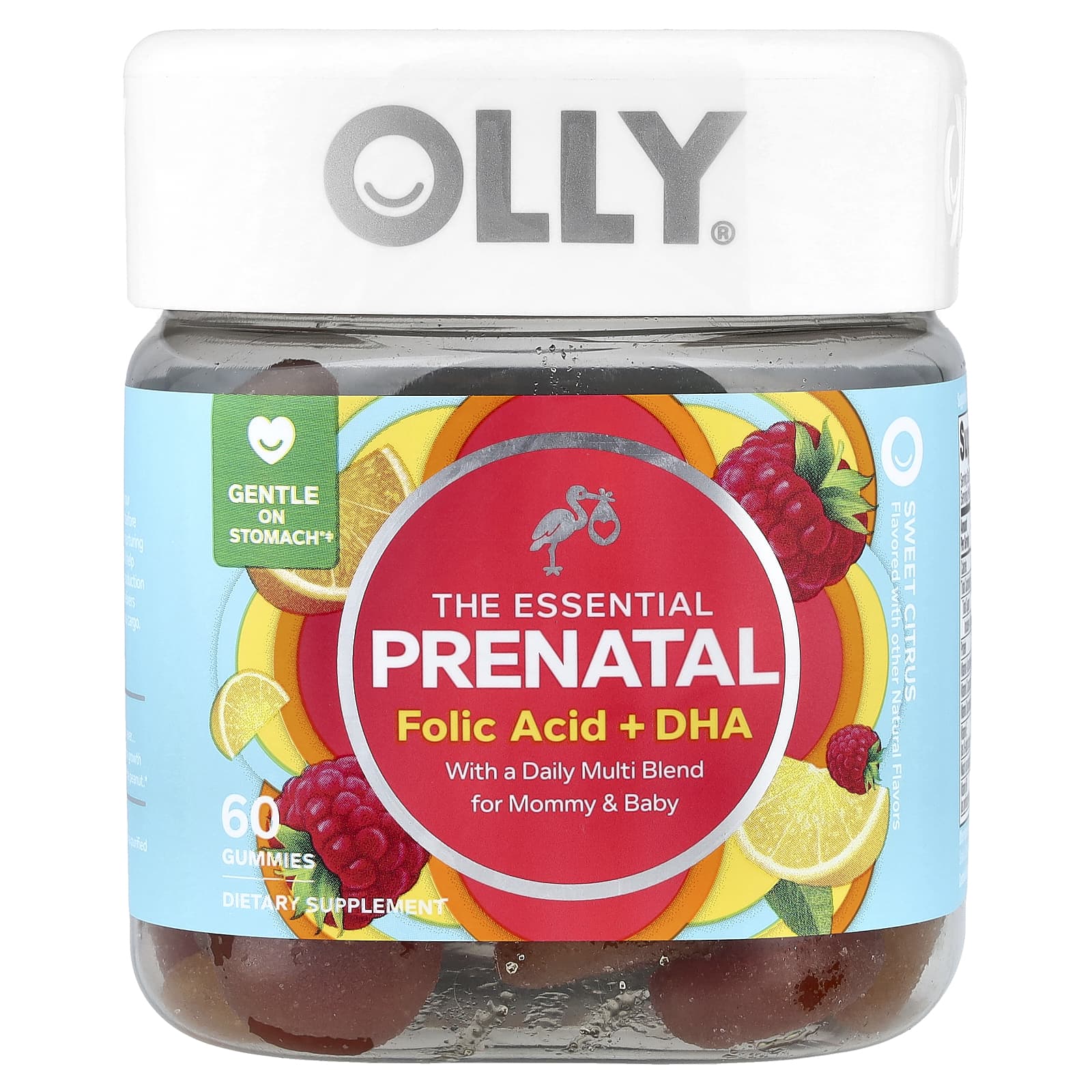 OLLY, The Essential, Prenatal, Folic Acid + DHA Gummies, Sweet Citrus, 60 Gummies