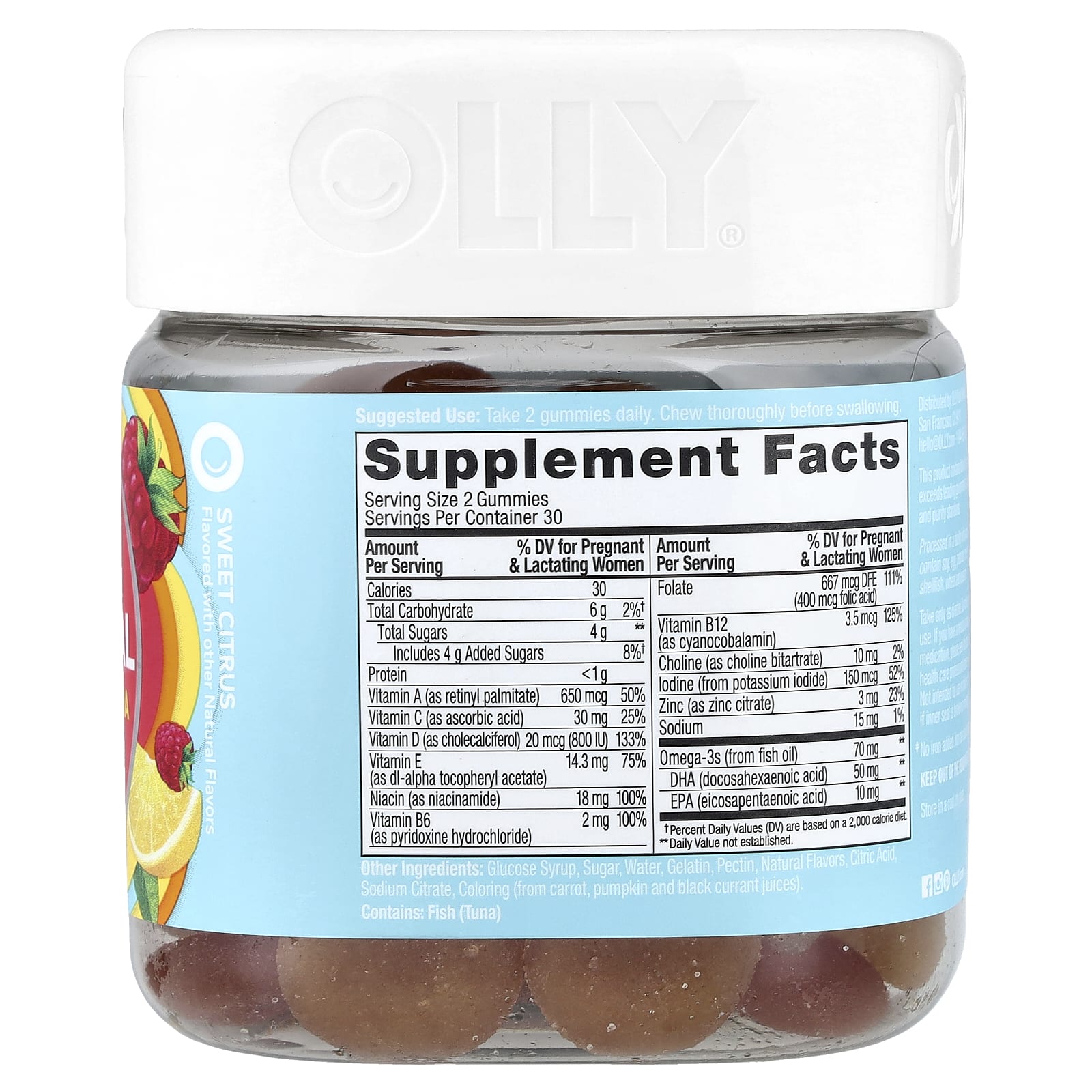 OLLY, The Essential, Prenatal, Folic Acid + DHA Gummies, Sweet Citrus, 60 Gummies