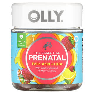 OLLY, Suplemento esencial prenatal con ácido fólico y DHA, Cítricos dulces, 60 gomitas