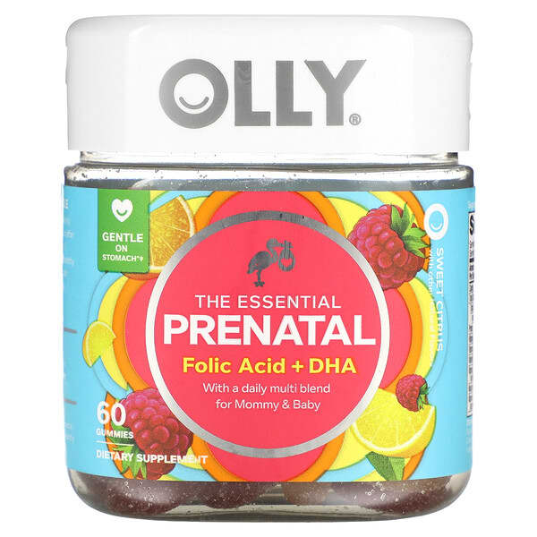 OLLY, The Essential, Prenatal, Folic Acid + DHA, 60 Gummies