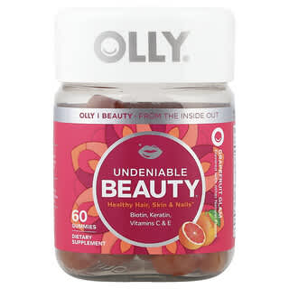 OLLY, 언디나이어블 뷰티, 그레이프후르츠 글램, 구미젤리 60개