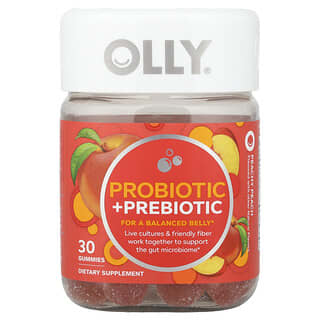 OLLY, Пробиотик и пребиотик, персиковый, 30 жевательных таблеток