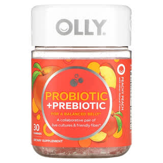 OLLY, Probiotikum + Präbiotikum, Pfirsich, 30 Fruchtgummis