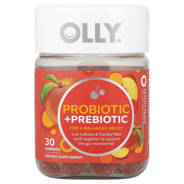 OLLY, 프로바이오틱 + 프리바이오틱, 피치 피치, 구미젤리 30개