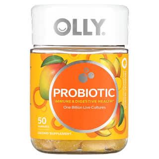 OLLY, пробіотик, тропічний манго, 1 млрд живих культур, 50 жувальних таблеток