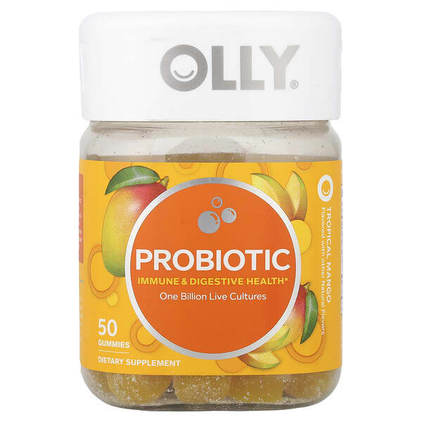 OLLY, Probiotica, tropische mango, 1 miljard levende culturen, 50 gummies