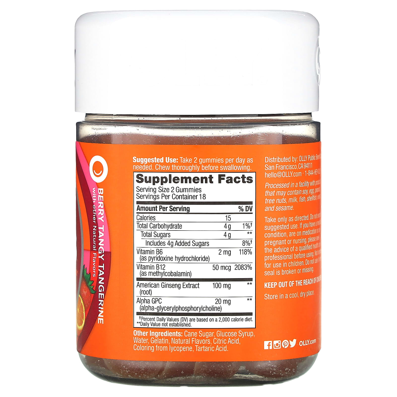 OLLY, Laser Focus Gummies, Berry Tangy Tangerine, 36 Gummies