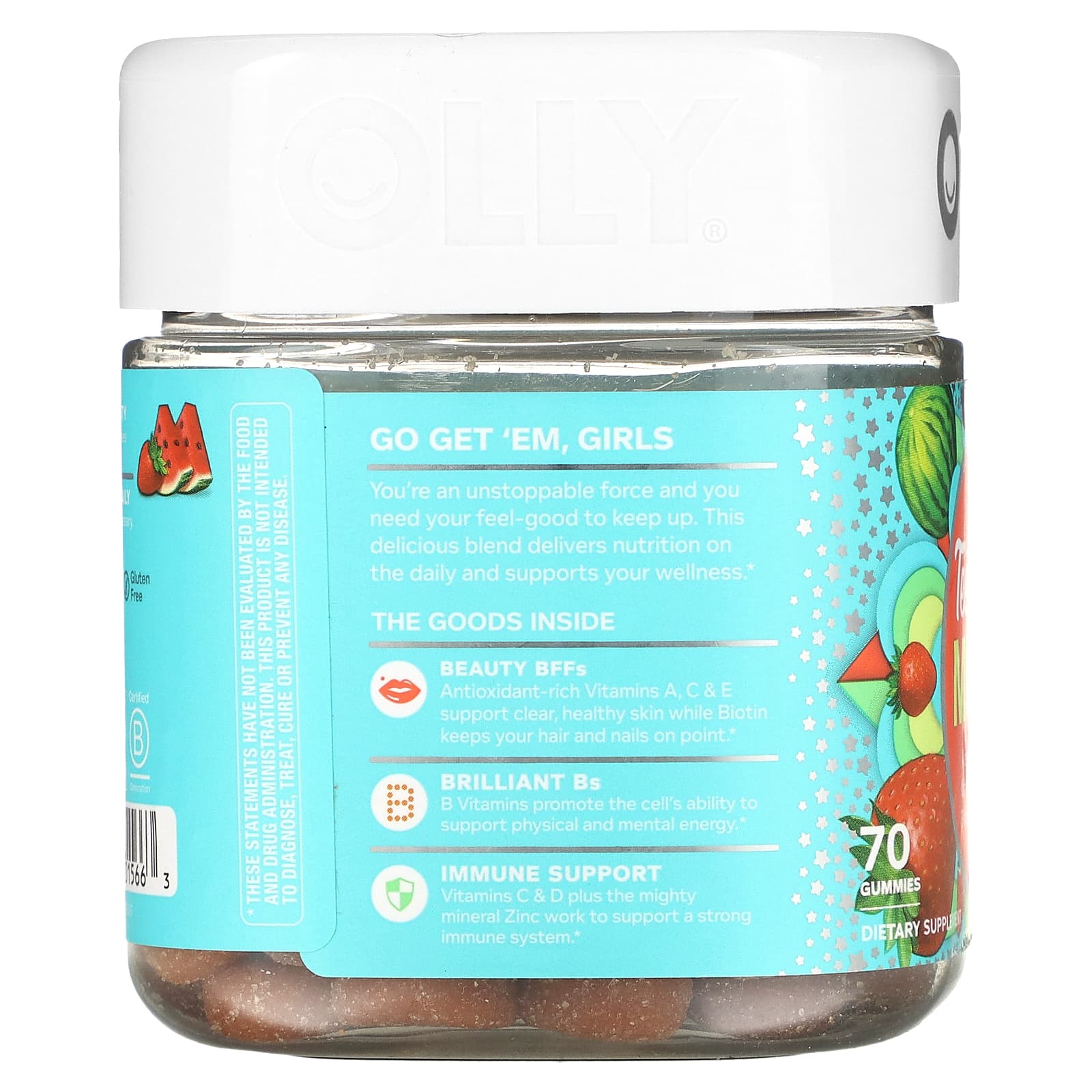 OLLY, Teen Girl Multi, Berry Melon Besties, 70 Gummies