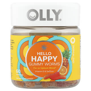 OLLY, Hello Happy, Gummy Worms, Tropical Zing, 60 Gummies